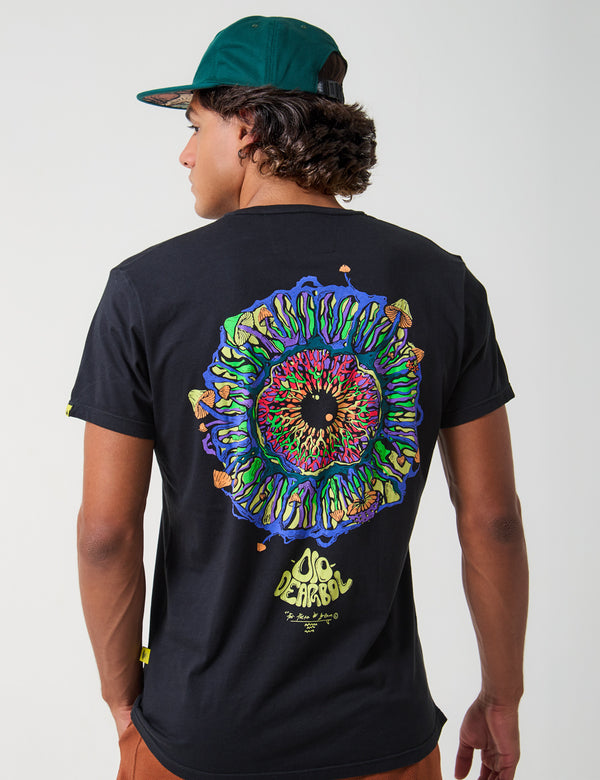 Camiseta Oversize Ojo de Árbol Negro para Hombre