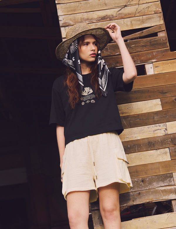 Camiseta Oversize Woody  negro Mujer