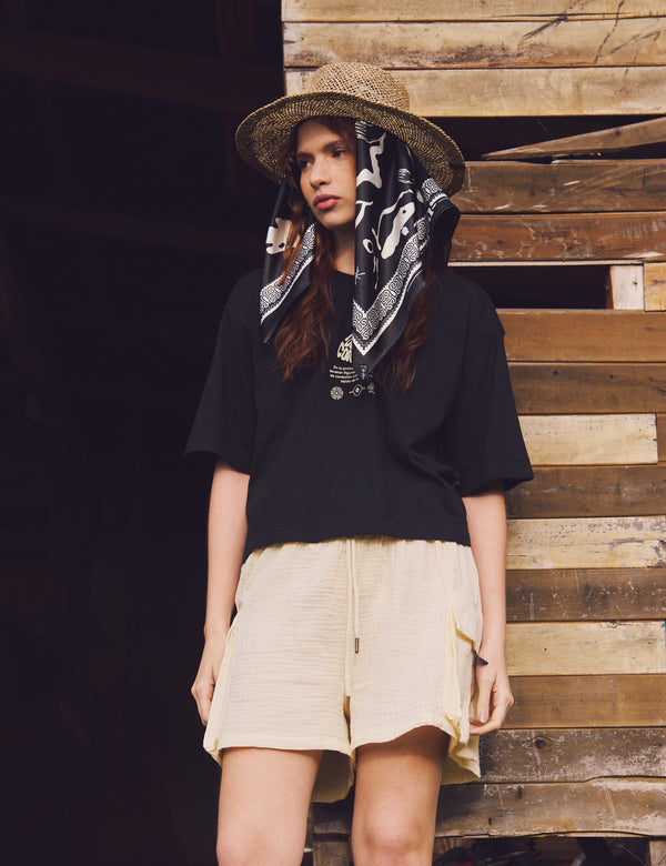 Camiseta Oversize Woody  negro Mujer