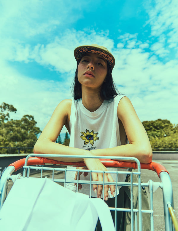 Crop Top Cuello Alto Protea crudo Mujer