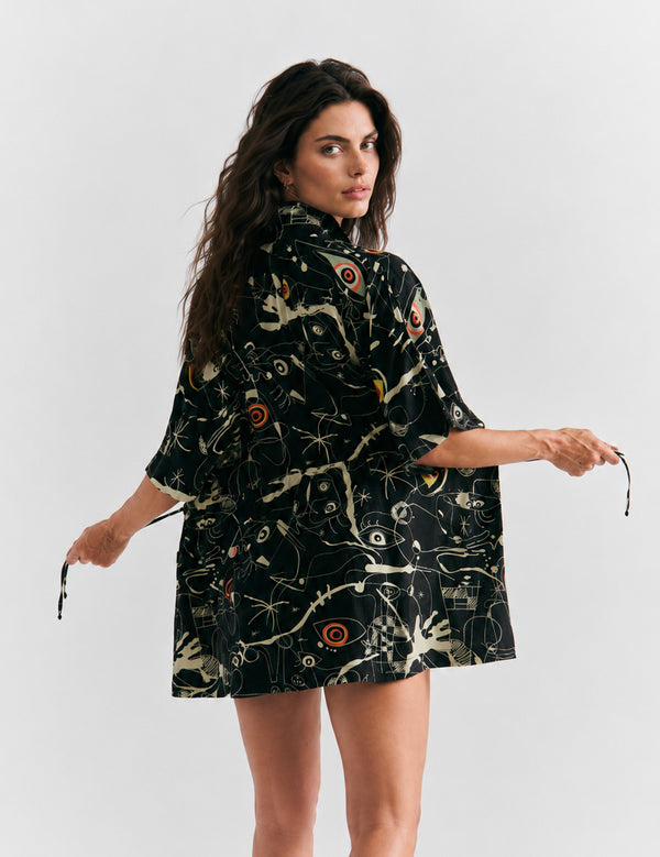Kurta Tiras ajustable Joan negro+crudo mujer