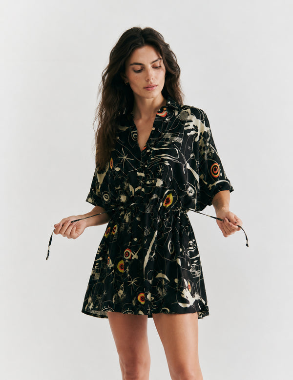 Kurta Tiras ajustable Joan negro+crudo mujer