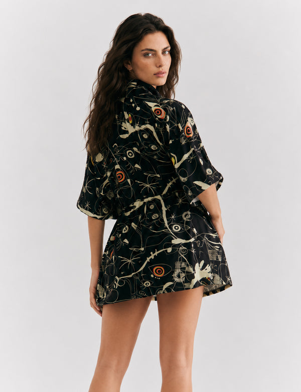 Kurta Tiras ajustable Joan negro+crudo mujer