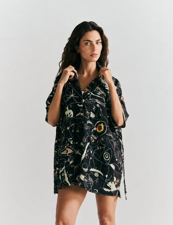 Kurta Tiras ajustable Joan negro+crudo mujer