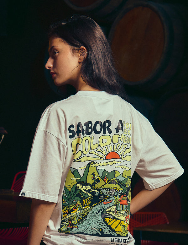 Camiseta Oversize Sabor a Colombia  crudo Unisex