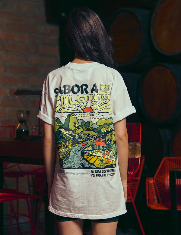 Camiseta Oversize Sabor a Colombia  crudo Unisex