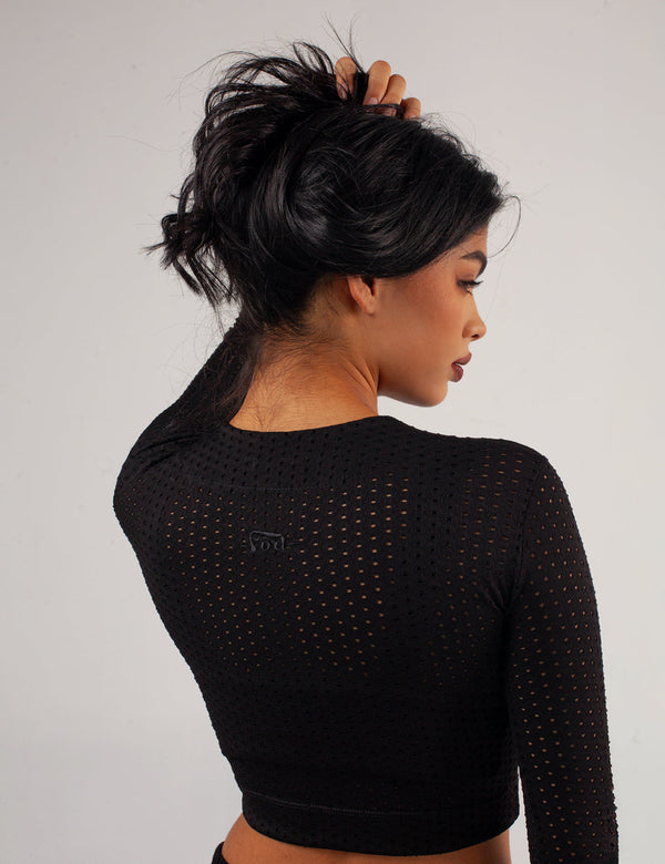 Crop Top Manga Larga NIGHT negro Mujer