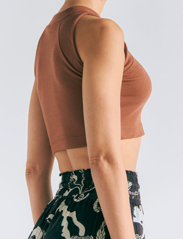 Crop Top Raglan  terracota Mujer