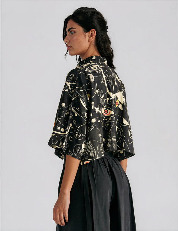 Camisa Oversize Ferra negro + crudo Mujer