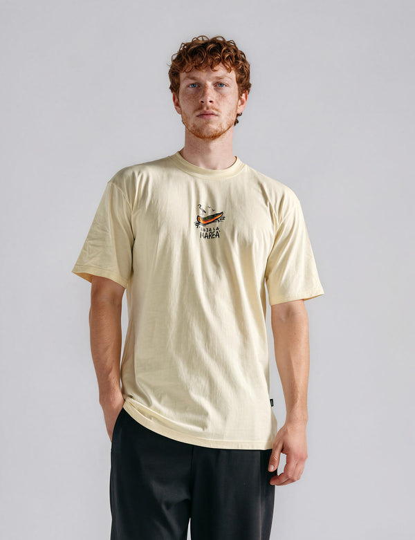 Camiseta Oversize Baja la marea  amarillo pastel Hombre