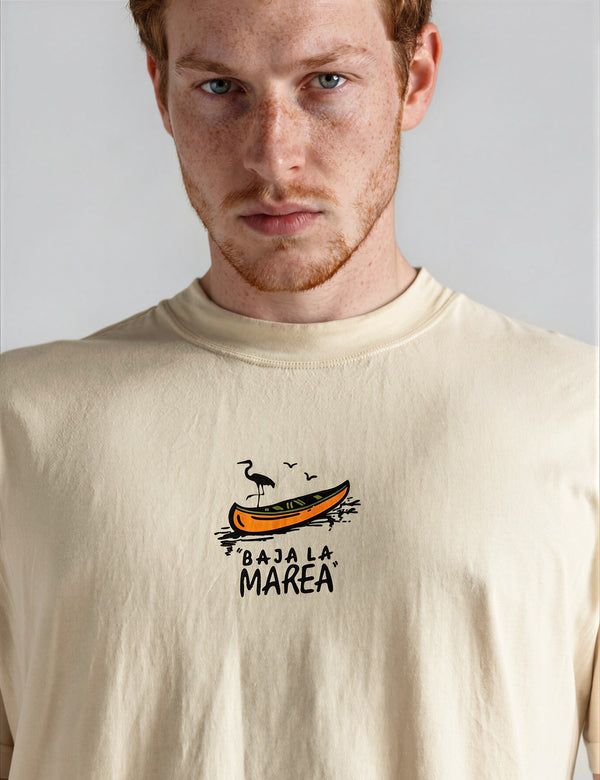 Camiseta Oversize Baja la marea  amarillo pastel Hombre
