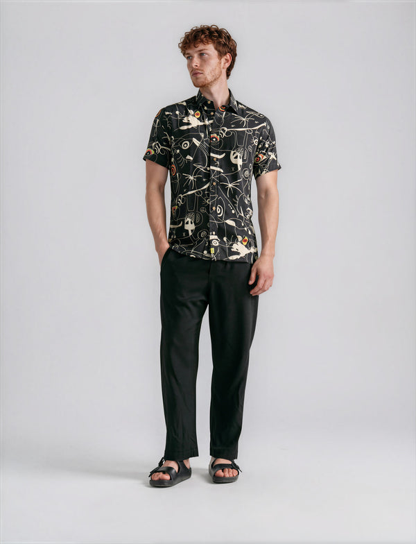 Camisa Regular Fit Miro  negro + crudo Hombre