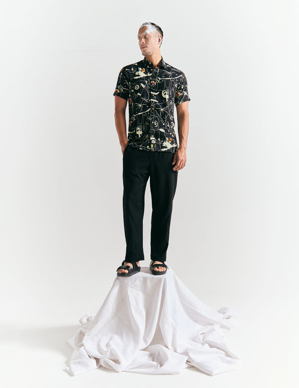 Camisa Regular Fit Miro  negro + crudo Hombre