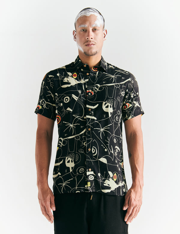 Camisa Regular Fit Miro  negro + crudo Hombre