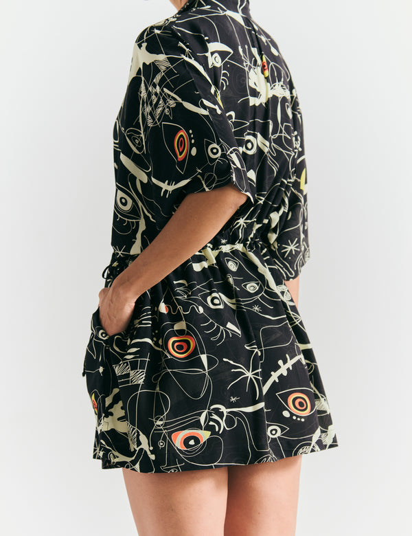 Kurta Tiras ajustable Joan negro+crudo mujer