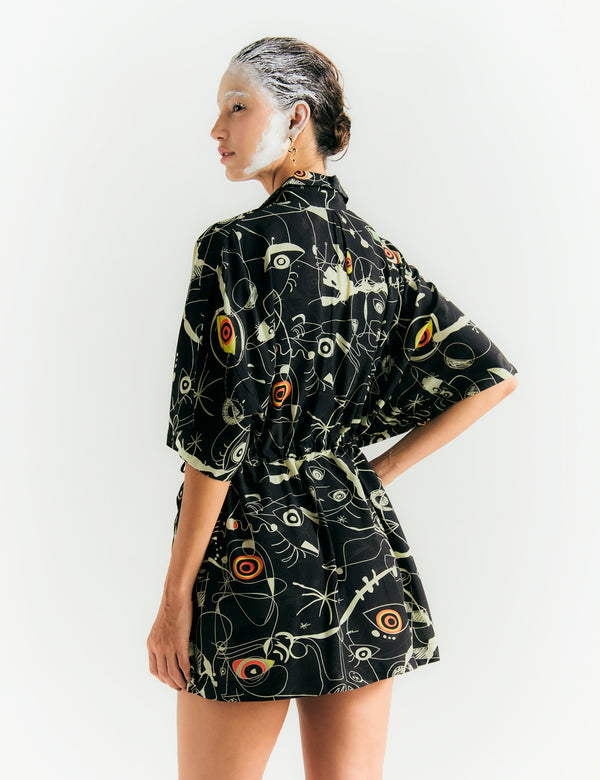 Kurta Tiras ajustable Joan negro+crudo mujer