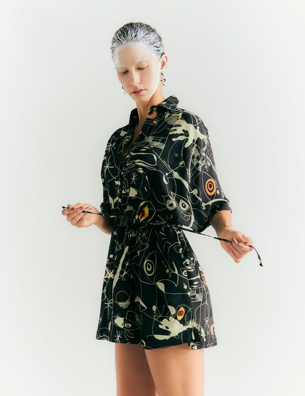 Kurta Tiras ajustable Joan negro+crudo mujer