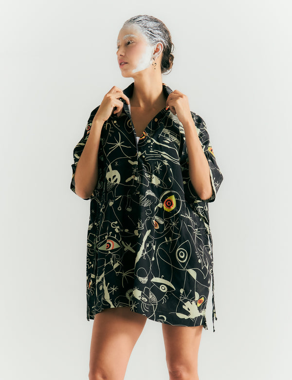 Kurta Tiras ajustable Joan negro+crudo mujer