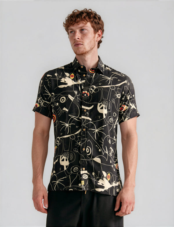 Camisa Regular Fit Miro  negro + crudo Hombre