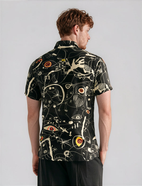 Camisa Regular Fit Miro  negro + crudo Hombre