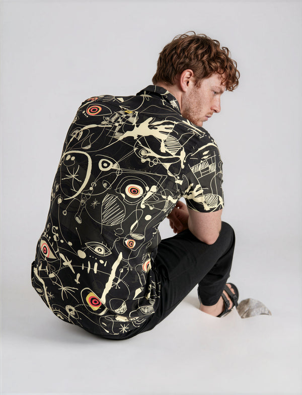 Camisa Regular Fit Miro  negro + crudo Hombre