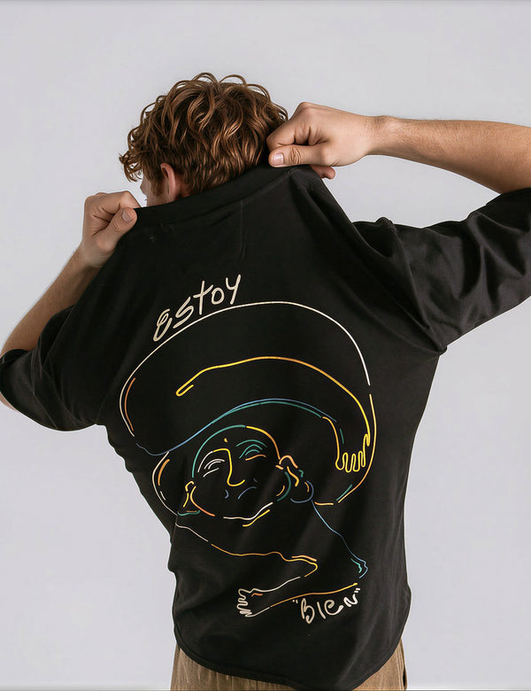 Camiseta Oversize Estoy bien  negro Hombre