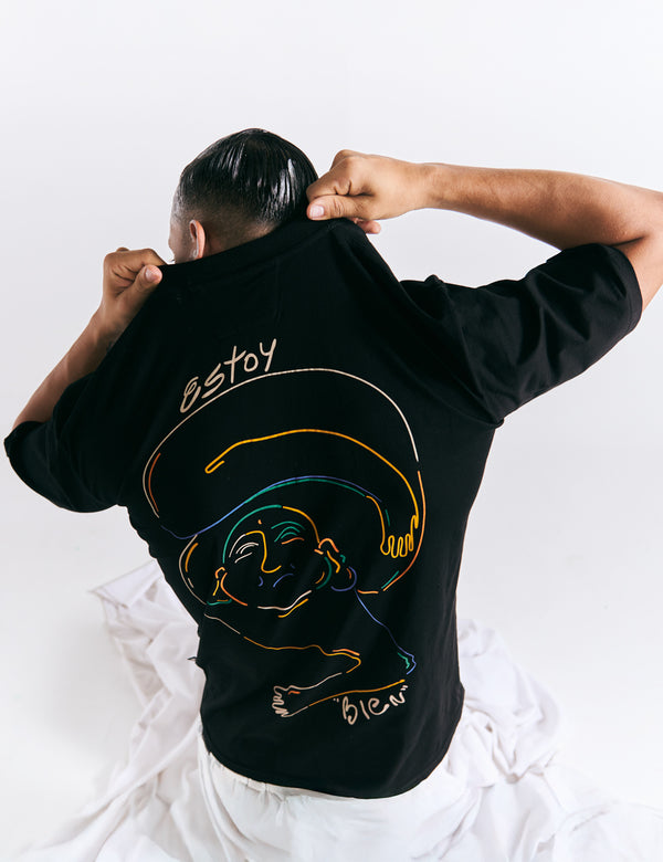 Camiseta Oversize Estoy bien  negro Hombre