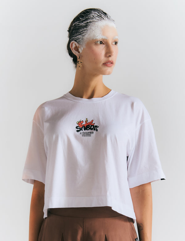 Camiseta Oversize Sabor a Colombia  blanco Mujer