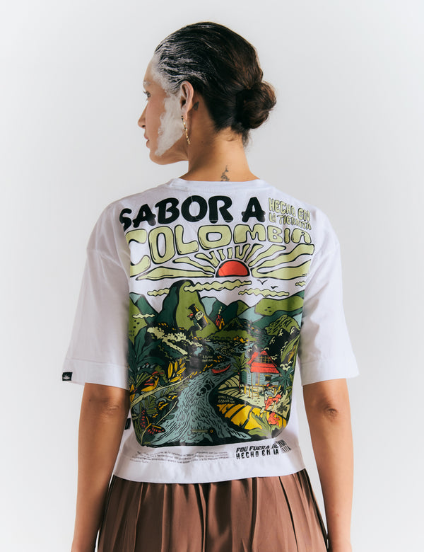 Camiseta Oversize Sabor a Colombia  blanco Mujer