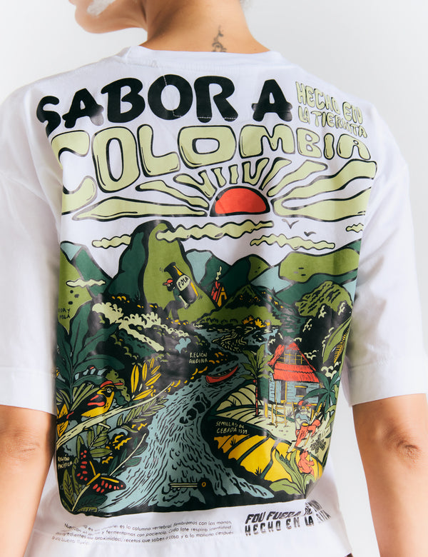 Camiseta Oversize Sabor a Colombia  blanco Mujer