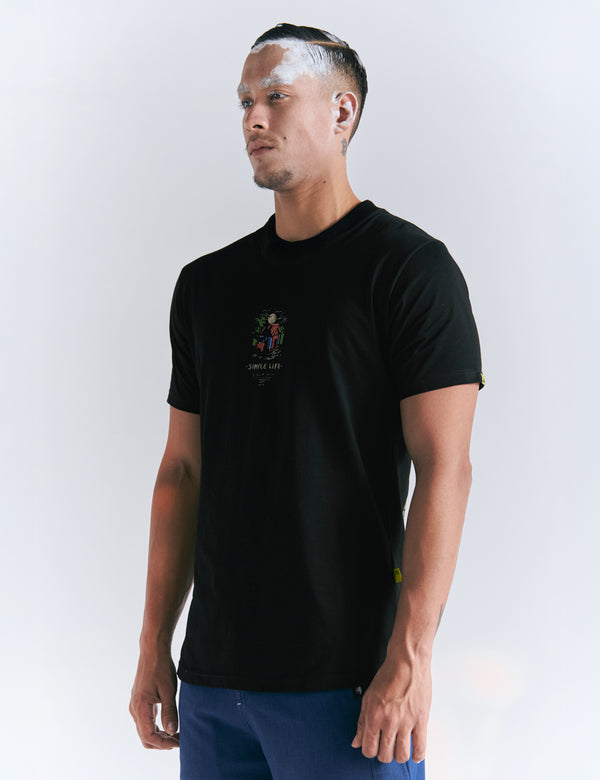 Camiseta Regular Fit Mountain Life negro Hombre