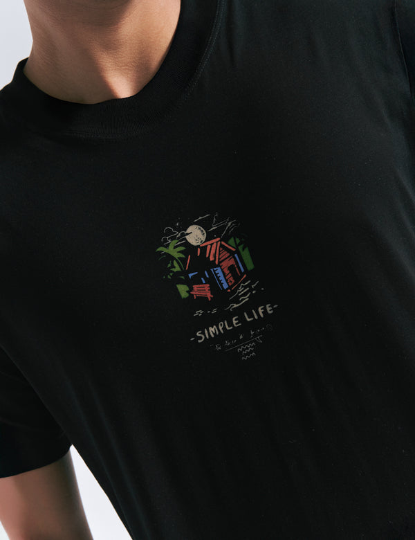 Camiseta Regular Fit Mountain Life negro Hombre