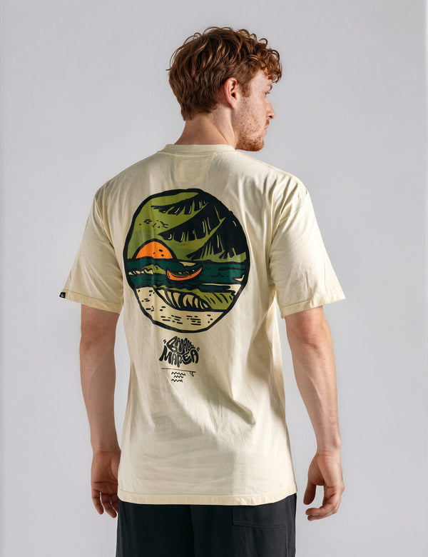 Camiseta Oversize Baja la marea  amarillo pastel Hombre