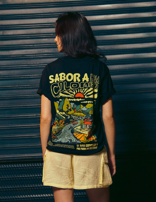 Camiseta Regular Fit Sabor a Colombia  negro unisex