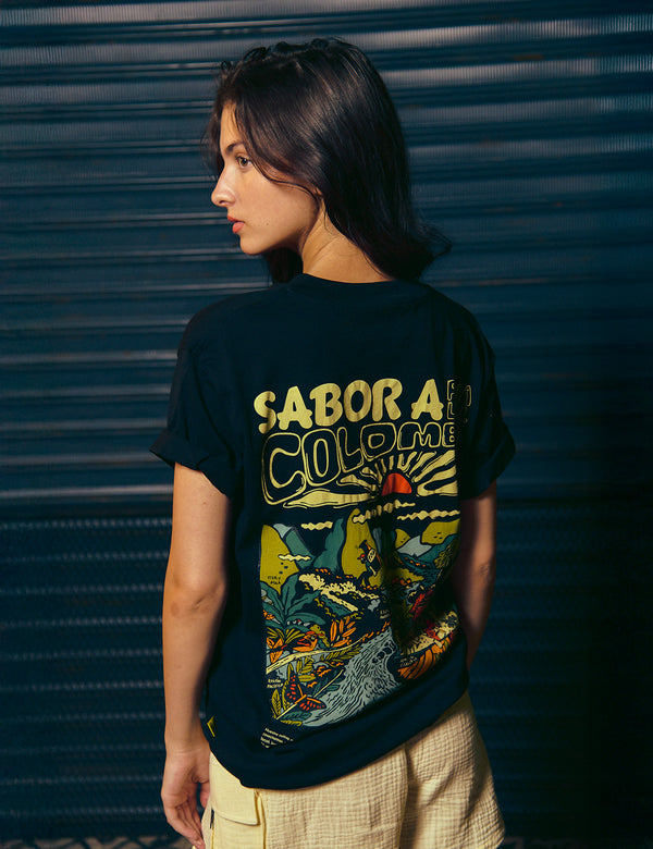 Camiseta Regular Fit Sabor a Colombia  negro unisex