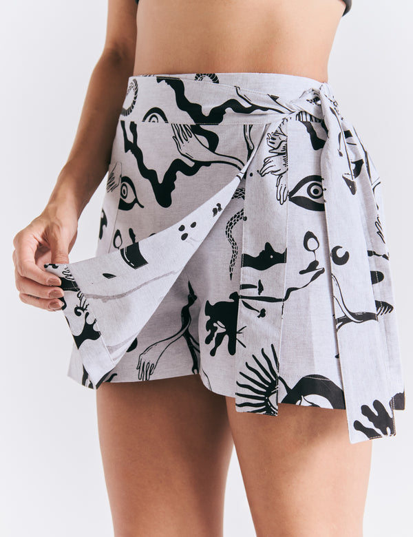 Falda Short  Jabe gris claro Mujer