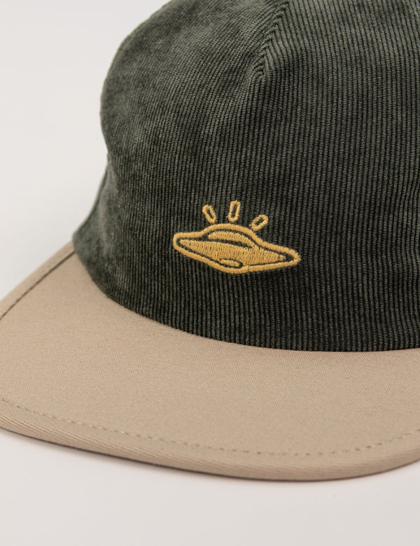 Gorra Desestructurada pana astral verde + beige