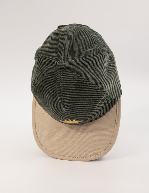 Gorra Desestructurada pana astral verde + beige