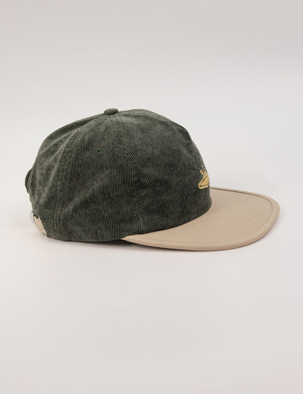 Gorra Desestructurada pana astral verde + beige
