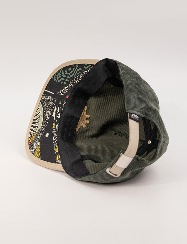 Gorra Desestructurada pana astral verde + beige