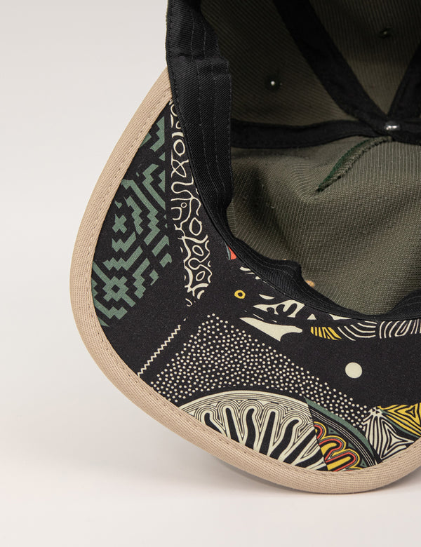 Gorra Desestructurada pana astral verde + beige