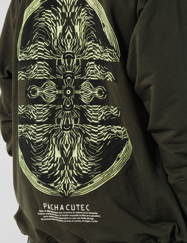 Hoodie regular fit pachacutep verde militar hombre