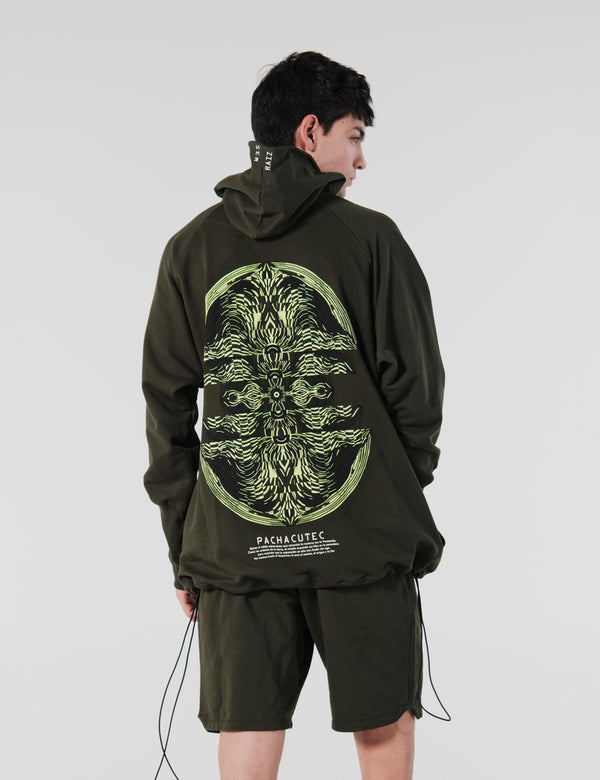 Hoodie regular fit pachacutep verde militar hombre