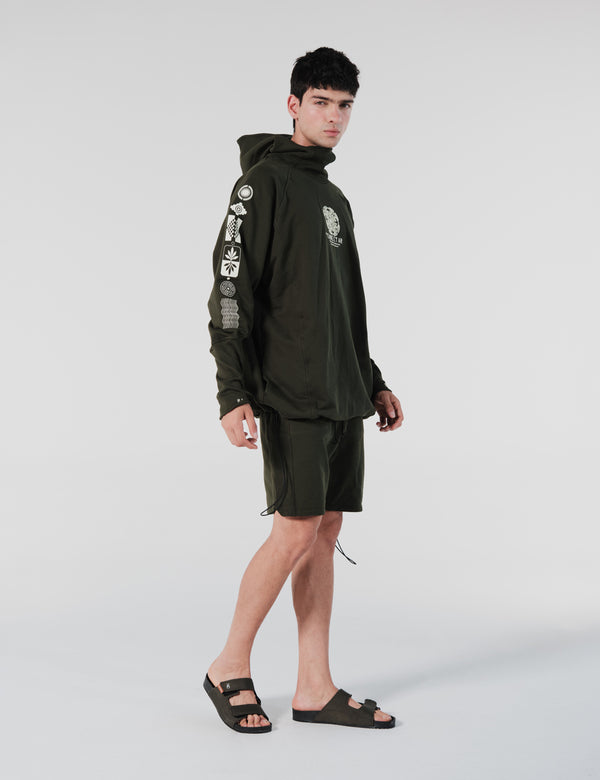 Hoodie regular fit pachacutep verde militar hombre