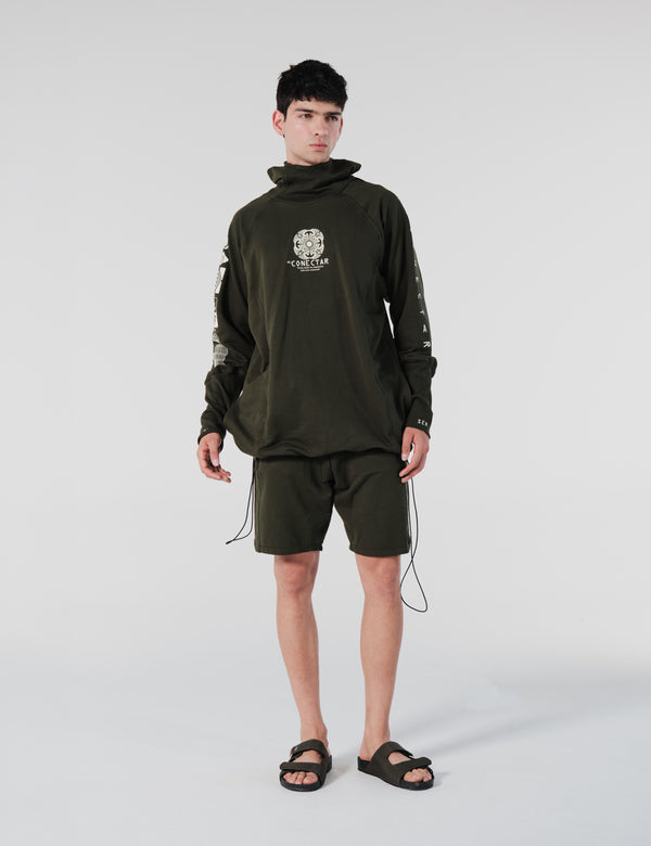 Hoodie regular fit pachacutep verde militar hombre