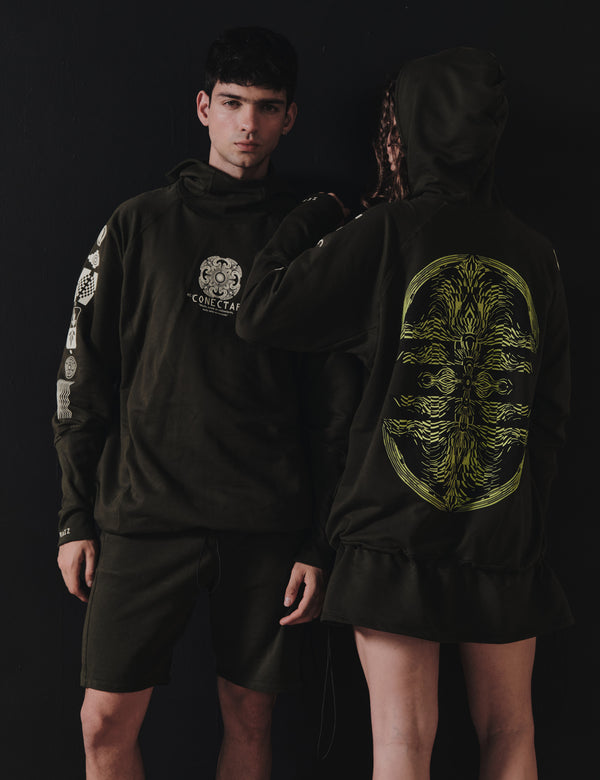 Hoodie regular fit pachacutep verde militar hombre