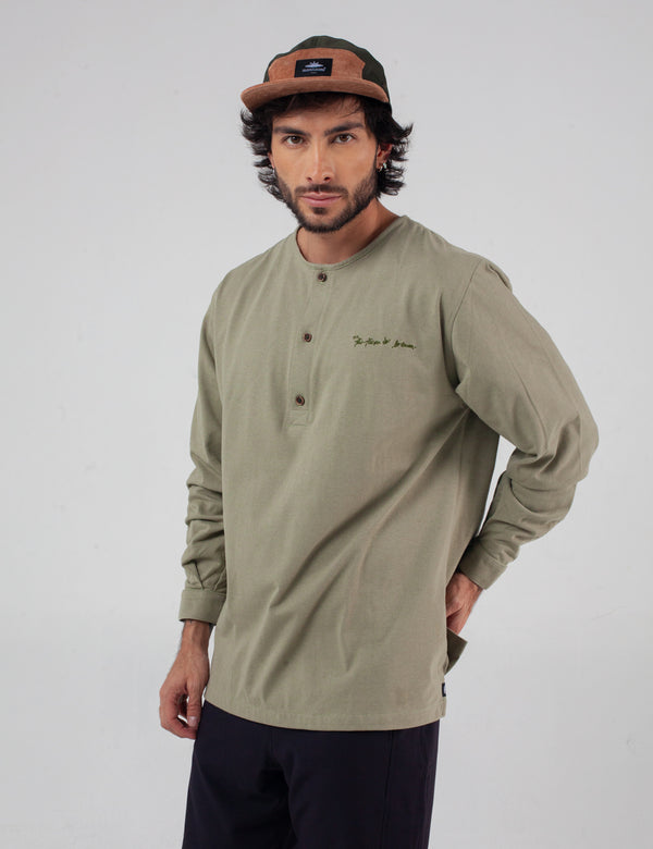 Camisa Cuello Sport manga larga Khat Verde Pistacho Hombre