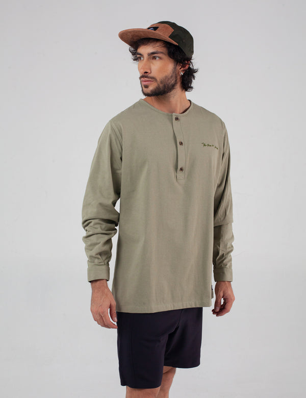 Camisa Cuello Sport manga larga Khat Verde Pistacho Hombre