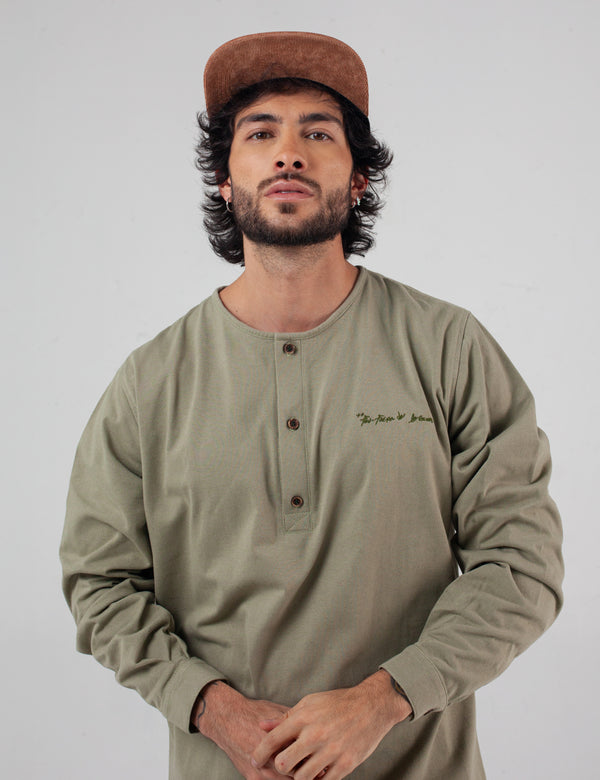 Camisa Cuello Sport manga larga Khat Verde Pistacho Hombre