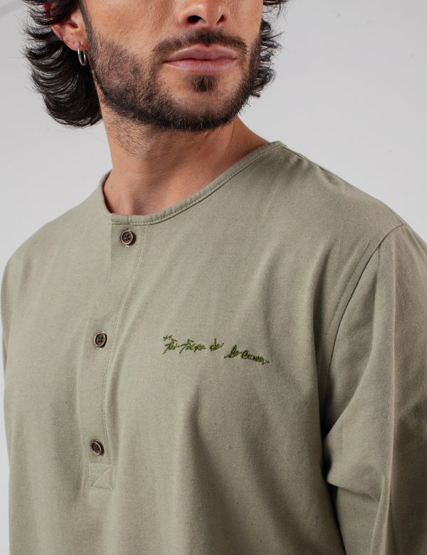 Camisa Cuello Sport manga larga Khat Verde Pistacho Hombre